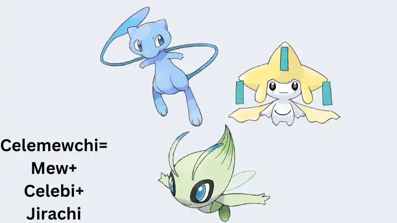 The mew+celebi+jirachi with light grey background is shown.