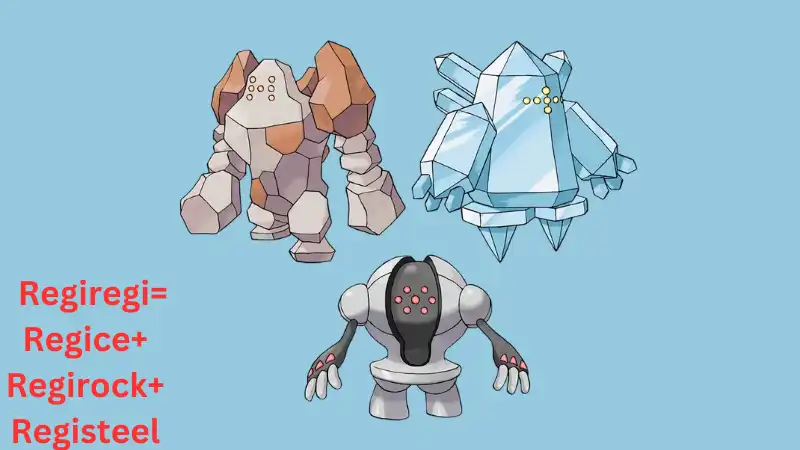 The regice+regirock+registeel are showing with blue background.