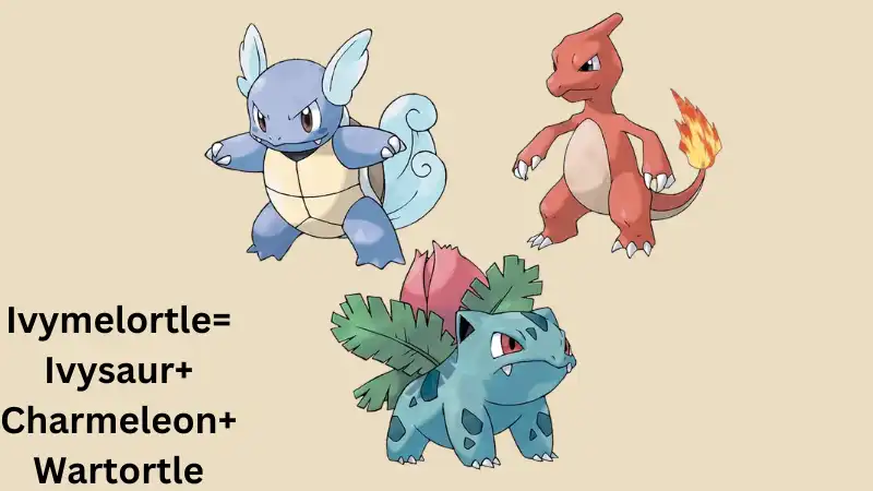 The ivysaur+charmeleon+wartortle are shownin term of triple fusion.