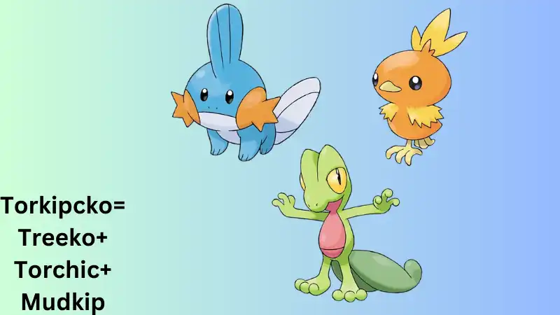 It is treeko+torchic+mudkip pokemons in term of fusion are showing.