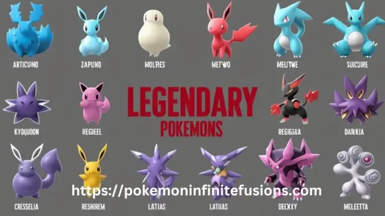 Different types of legendary pokemons are shown in one image.