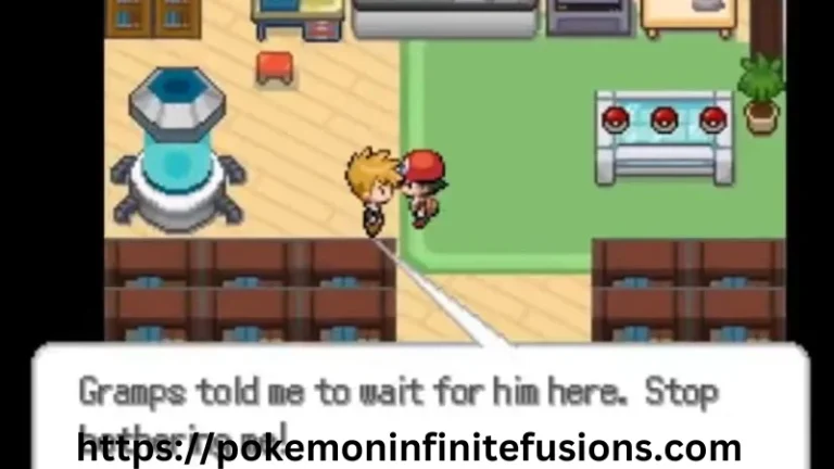 The trainer in labortory with professor oaks for selecting starter pokemon.