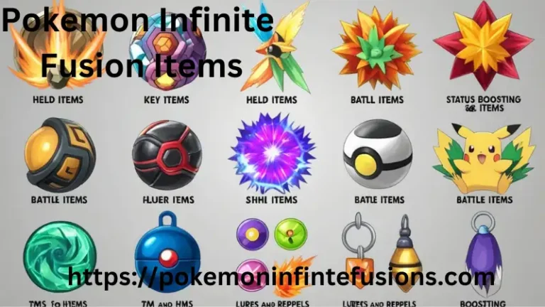 All the pokemon infinite fusion items are shown in the image.