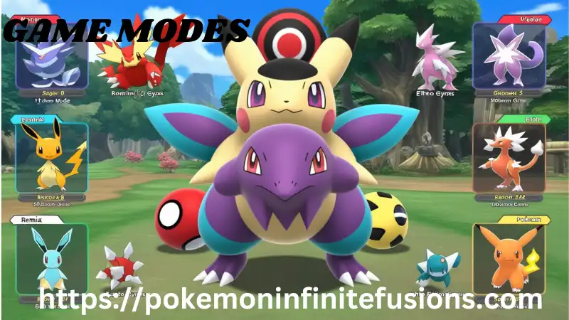 Here, different game modes of pokemon infinite fusion game are shown in the image.