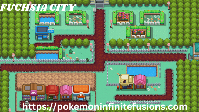 The fuchsia city of pokemon infinite fusion is shown in the image.