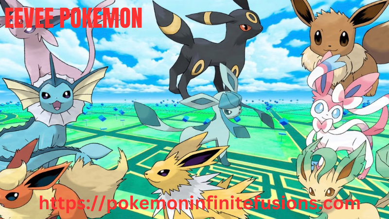 The eevee pokemon with its evolution is shown in the image.