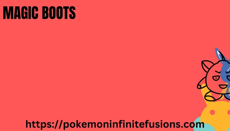 It is magic boots pokemon infinite fusion feature image in red colour with pokemon image.